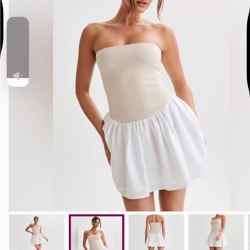 Meshki Strapless Cream and White Dress